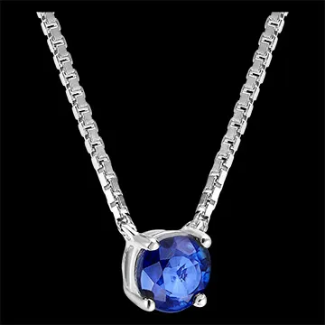 « L'Atelier » No. 202023 - Necklace White gold 18 carats - Blue Sapphire round 0.3 Carats - Chain Venetian