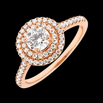« L'Atelier » No. 415834 - Ring Pink gold 18 carats - Diamond white round 0.5 Carats - Halo Diamond white - Setting Diamond white