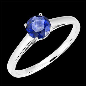 « L'Atelier » nr 1005077 - Pierścionek Białe złoto 750 (18K) - Syntetyczny szafir Okrągły 1 karat