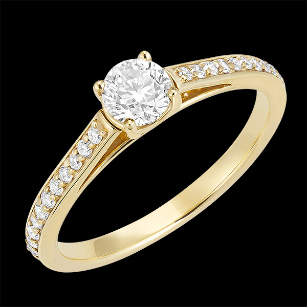 « L'Atelier » nr 160005 - Pierścionek Żółte złoto 750 (18K) - Diament Okrągły 0.3 karat - Oprawa Diament