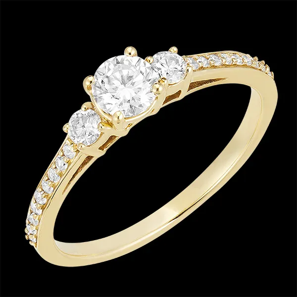« L'Atelier » nr. 160025 - Ring Geelgoud 18 karaat - Diamant rond 0.3 Karaat - Aanleunende edelstenen Diamant - Setting Diamant