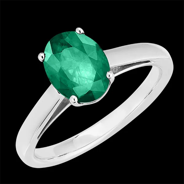« L'Atelier » Nr. 169303 - Ring Weißgold 750/-(18Kt) - Smaragd Oval 1 Karat