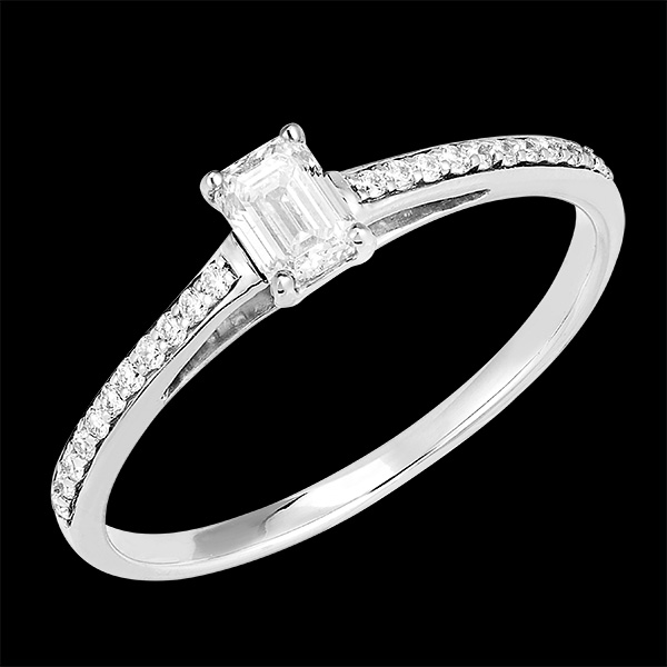 « L'Atelier » nr 180207 - Pierścionek Białe złoto 750 (18K) - Diament laboratoryjny Prostokąt 0.3 karat - Oprawa Diament laboratoryjny