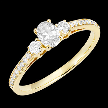« L'Atelier » nr. 180325 - Inel Aur galben 18K (750) - Diamante de laborator Oval 0.3 carate - Pietre laterale Diamante de laborator - Încrustare Diamante de laborator