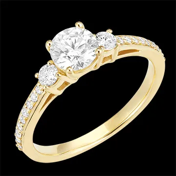 « L'Atelier » nr 182425 - Pierścionek Żółte złoto 750 (18K) - Diament laboratoryjny Okrągły 0.5 karat - Kamienie boczne Diament laboratoryjny - Oprawa Diament laboratoryjny