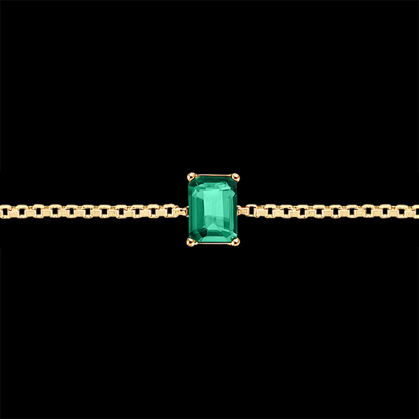 « L'Atelier » Nr. 200838 - Armband Gelbgold 375 (9K) - Smaragd Rechteckig 0.3 Karat - Kette Venezianerkette
