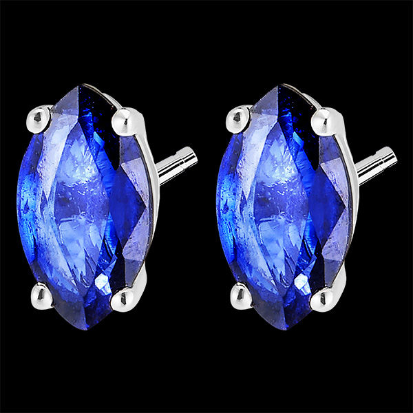 « L'Atelier » Nr. 201332 - Ohrringe Weißgold 375 (9K) - Blauer Saphir Marquise 0.3 Karat (2 X)