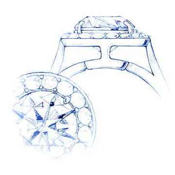 « L'Atelier » nr. 211914 - Inel Aur alb 18 carate - Topaz albastru Smarald 0.5 carate - Halo Diamant