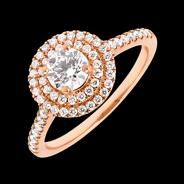 « L'Atelier » nr. 415834 - Inel Aur roz 18K (750) - Diamant Rotund 0.5 carate - Halo Diamant - Încrustare Diamant