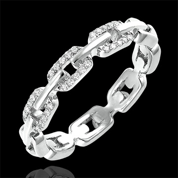Ring Auge des Orients - Kubanische Kettenglieder mit Diamanten Variation - 9 Karat Weißgold und Diamanten