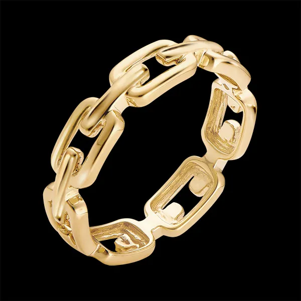 Ring Auge des Orients - Kubanische Kettenglieder medium - 9 Karat Gelbgold
