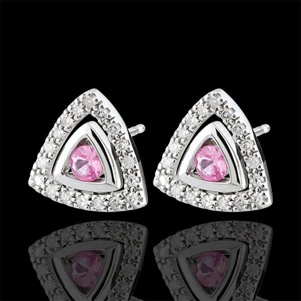 Pendientes Salma - oro blanco 9 quilates y zafiros rosas