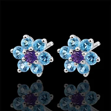 Pendientes Flores de las Nieves - oro blanco 9 quilates