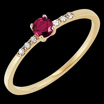 Anillo Ave del Paraíso - Solitario de rubí - oro amarillo de 9 quilates