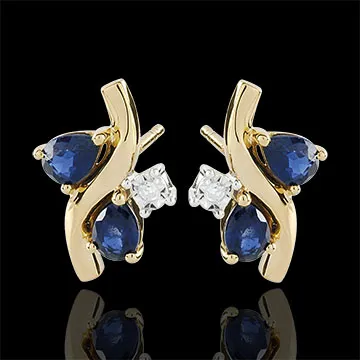 Pendientes Algoma - zafiros y diamantes - oro amarillo 9 quilates 