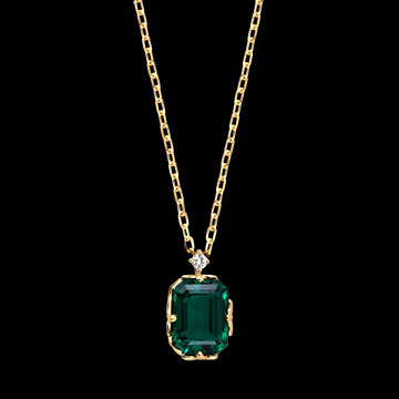 Collar Elise – Oro amarillo de 9 quilates, esmeralda y diamante sintéticos