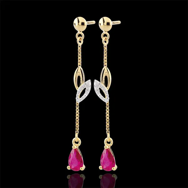 Pendientes Evina - oro amarillo 9 quilates y rubíes