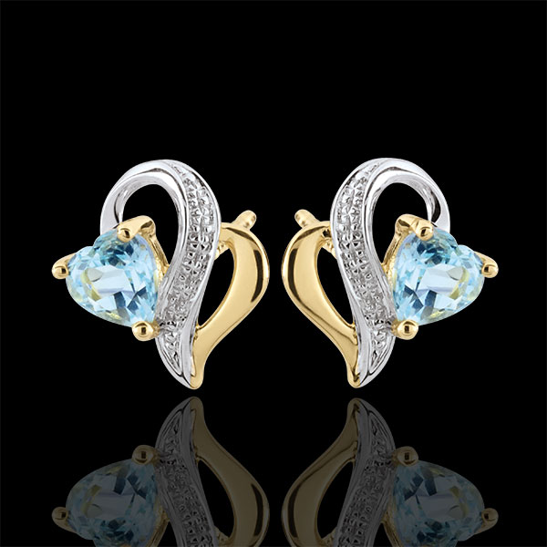 Pendientes Ouaki - oro blanco y oro amarillo 9 quilates y topacio azul
