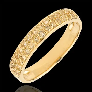 Anillo Aves del Paraíso - dos filas - oro amarillo 9 quilates y citrina amarilla