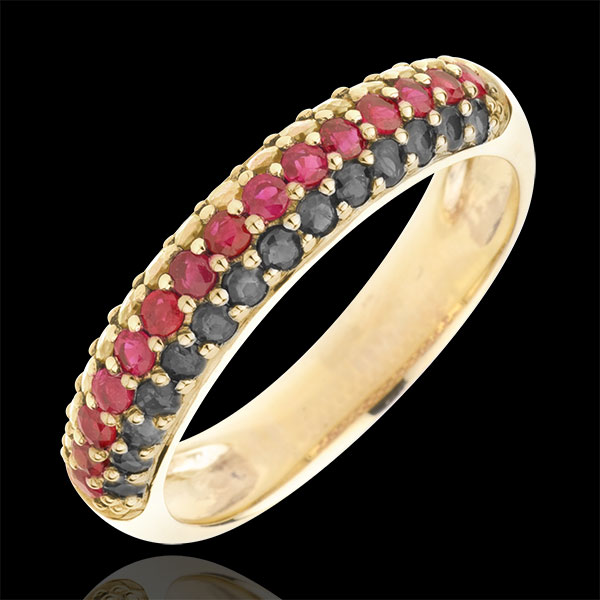 Anillo Bandera Alemana - oro amarillo 9 quilates y piedras preciosas