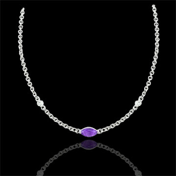 Collar Mirada de Oriente - amatista y diamantes - oro blanco 9 quilates