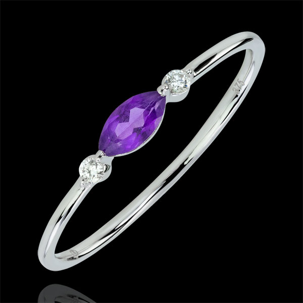 Anillo Mirada de Oriente - modelo pequeño - amatista y diamantes - oro blanco 9 quilates