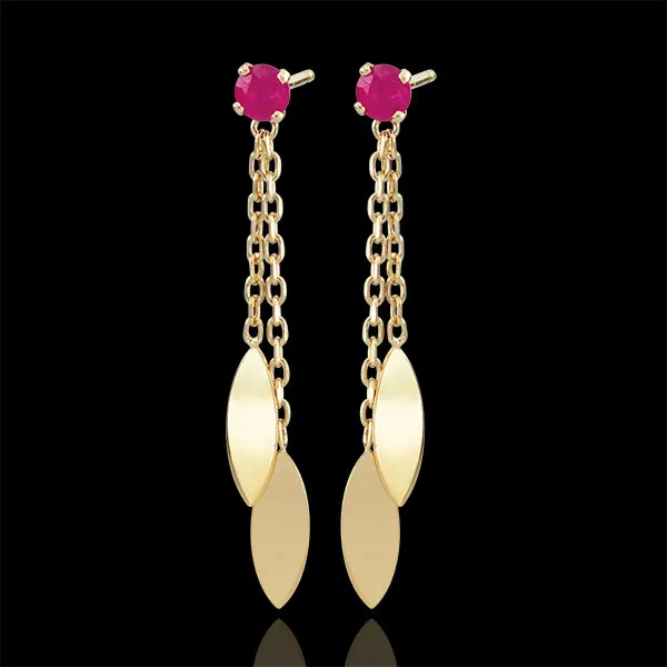 Pendientes Sakari - oro amarillo 9 quilates y rubíes