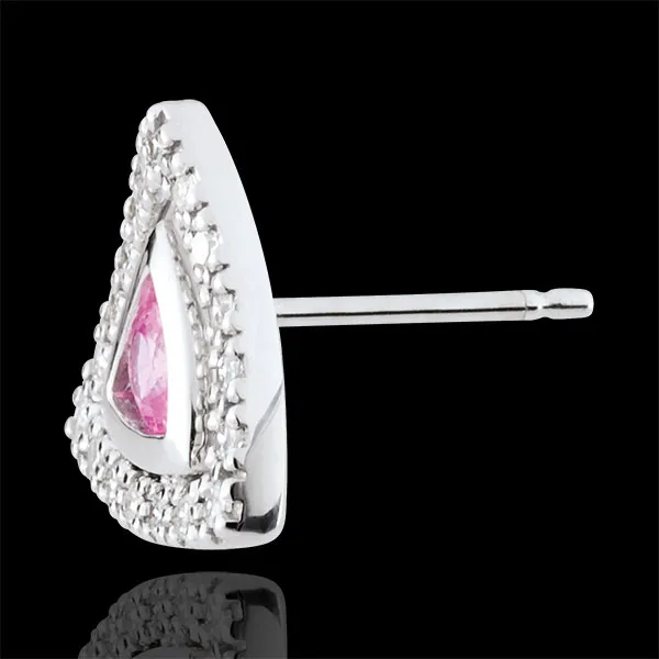 Pendientes Salma - oro blanco 9 quilates y zafiros rosas