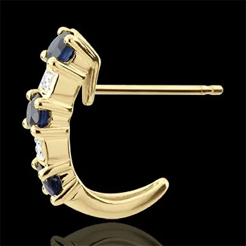 Pendientes de Medio Aro Clarisse - oro amarillo 9 quilates zafiros