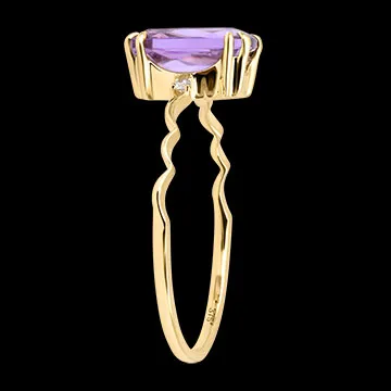 Anillo Vespera – Oro amarillo de 9 quilates, amatista y diamantes sintéticos
