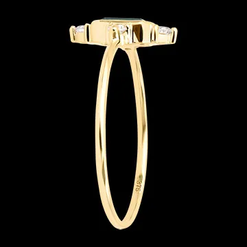 Anillo Iselda – Oro amarillo 9 quilates, esmeralda y diamantes sintéticos