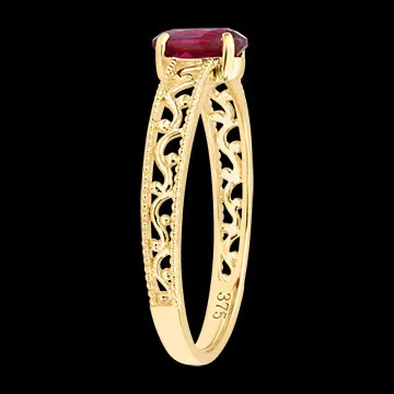 Anillo Caliste – Oro amarillo de 9 quilates, rubí sintético