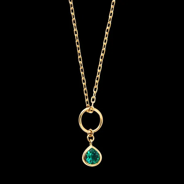 Collar Olivia – Oro amarillo de 9 quilates, esmeralda sintética