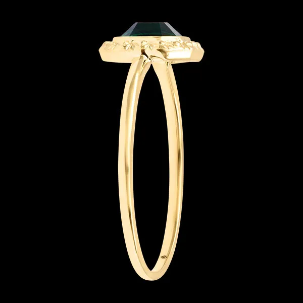 Anillo Irène – Oro amarillo de 9 quilates, esmeralda sintética