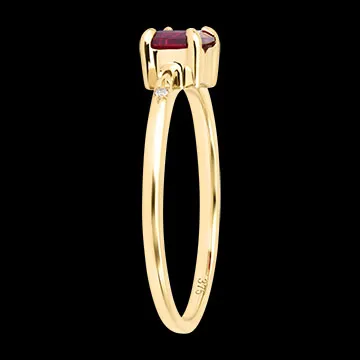 Anillo Flambois – Oro amarillo de 9 quilates, rubí sintético y diamantes sintéticos