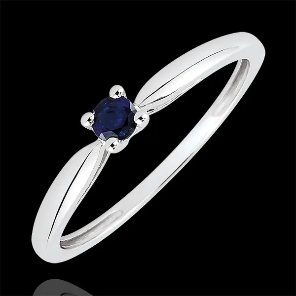 Anillo de compromiso solitario con zafiro - 0.1 quilates - oro blanco 18 quilates