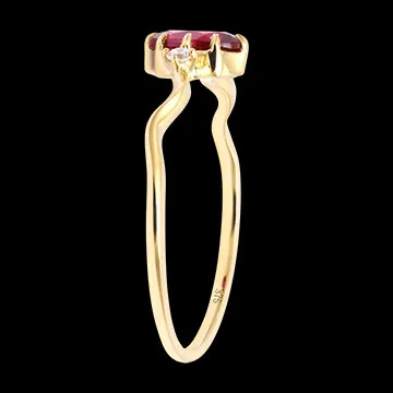 Anillo Rubra – Oro amarillo de 9 quilates con diamantes sintéticos y rubí sintético