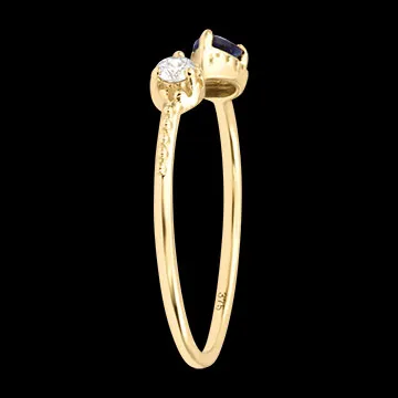 Anillo Echo – Oro amarillo de 9 quilates, zafiro y diamante sintéticos