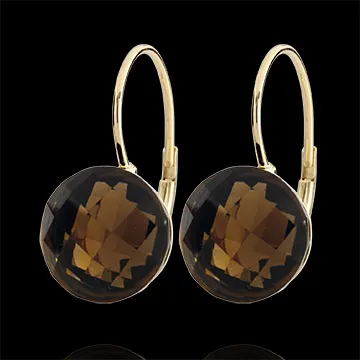 Pendientes Emma - cuarzo ahumado - oro amarillo 9 quilates
