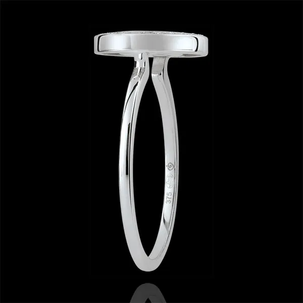 Anillo de matrimonio Felicidad - oro blanco 18 quilates - turquesa y diamantes