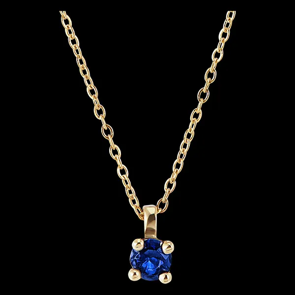 Collar Ave del Paraíso - Solitario de zafiro - oro amarillo de 18 quilates