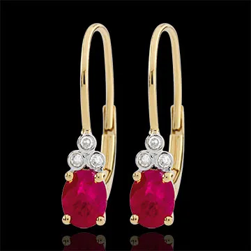 Pendientes Exquisitos - oro amarillo 9 quilates - rubíes y diamantes