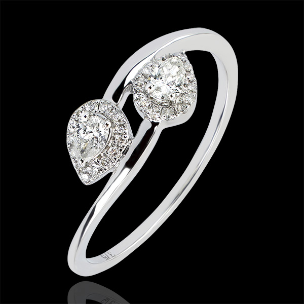 Bague Abondance - Toi & Moi Diamants Poires - or blanc 18 carats et diamants 