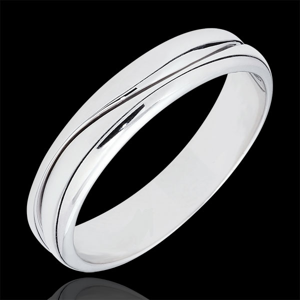 Bague Amour - Alliance homme or blanc 9 carats