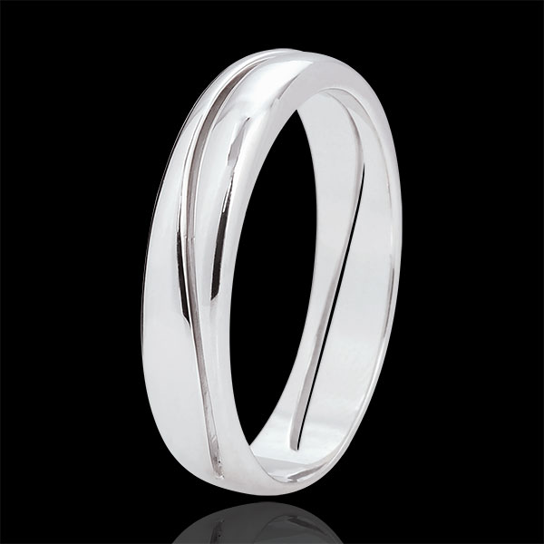 Bague Amour - Alliance homme or blanc 9 carats