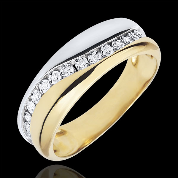 Bague Amour - Multi-diamants - or blanc et or jaune 9 carats