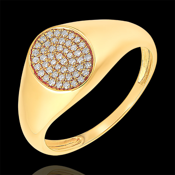 Bague Clair Obscur - Chevalière Achille Diamants - or jaune 9 carats et diamants