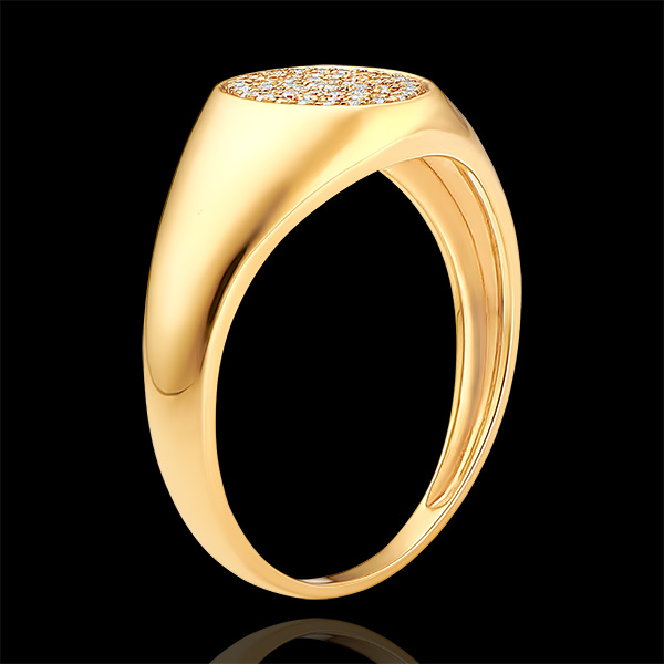 Bague Clair Obscur - Chevalière Achille Diamants - or jaune 9 carats et diamants