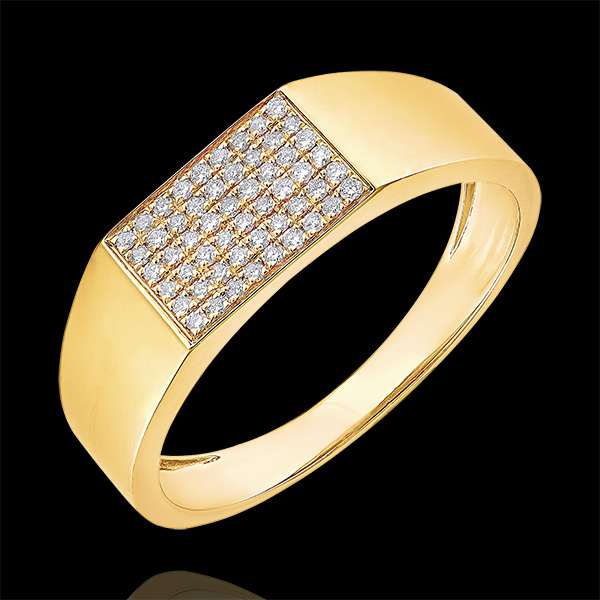 Bague Clair Obscur - Chevalière Hector Diamants - or jaune 9 carats et diamants