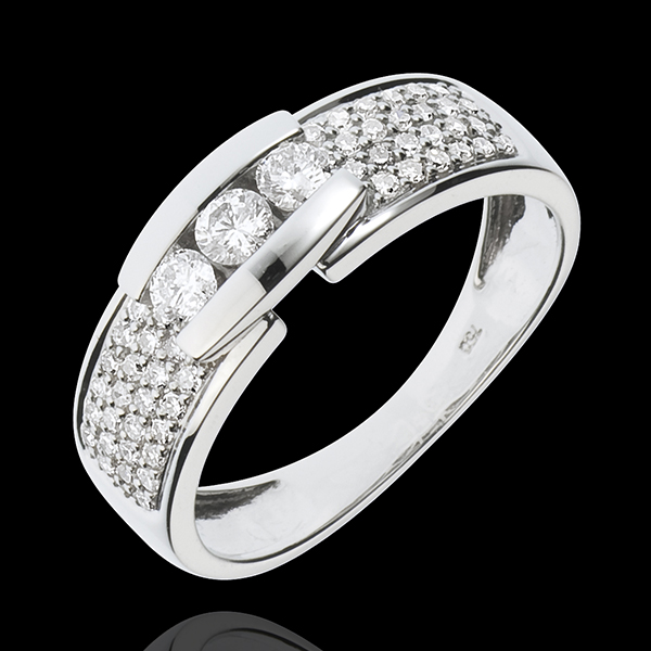 Bague Constellation - Trilogie pavée or blanc 18 carats - 0.509 carat - 57 diamants
